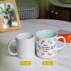 ZEMPRO Cat Mom Gifts for Women - Ceramic 16oz Cup, Crazy Cat Lady Coffee Mug Gift for Cat Lover Mom, Daughter, Sister, Aunt, Wife, Best Friends, BFF, Coworkers, Her - Best Cat Mom Ever - Rolled Rim