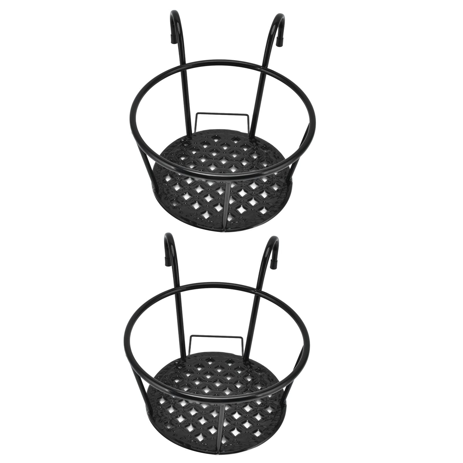 2pcs Hanging Basket Hanging Railing Multipurpose Iron Art Hanging Baskets Hanging Railing Plant Holder Flower Pot Holders for Patio Balcony Porch