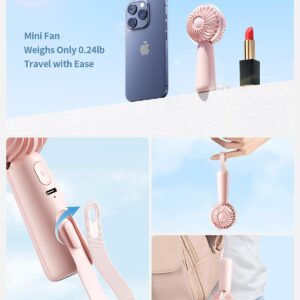 coldSky Portable Handheld Mini Fan, 3 Speeds Personal Small Fan For Makeup Eyelash, Cute Design Rechargeable Desk Fan With Non-slip Base For Travel, Bedroom, Woman, Men