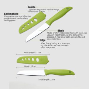 Amroicus Paring Knife 4 Inch with Knife Cover, 3Cr13 Stainless Steel Peeling Knife, Fruit and Vegetable Knife, Small Kitchen Knife with Ergonomic Handle