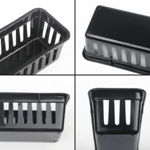 12PCS Stackable Storage Baskets, Drawer Storage Baskets and Trays, Slim Container Organizer for Desk, Vanity, Bedroom,Bathroom, Kitchen and Garage - Black