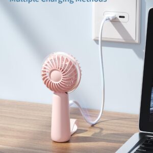 coldSky Portable Handheld Mini Fan, 3 Speeds Personal Small Fan For Makeup Eyelash, Cute Design Rechargeable Desk Fan With Non-slip Base For Travel, Bedroom, Woman, Men