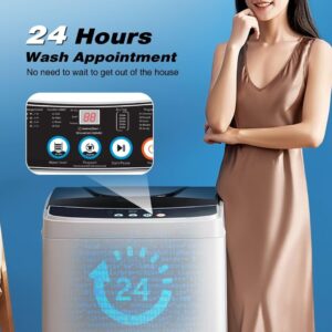 Tymyp Small Washer Machine for Apartment, Washer and Dryer Combo with LED Display, 17.8LBS Apartment Washing Machine with 10 Washing Programs, Transparent Grey