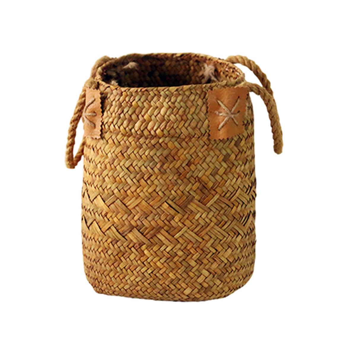 CNAFGBGG 2PCS Seagrass Woven Basket Seagrass Storage Basket Straw Belly Storage Flower Plant Pot Vase Organizer with Handles for Laundry Picnic Grocery