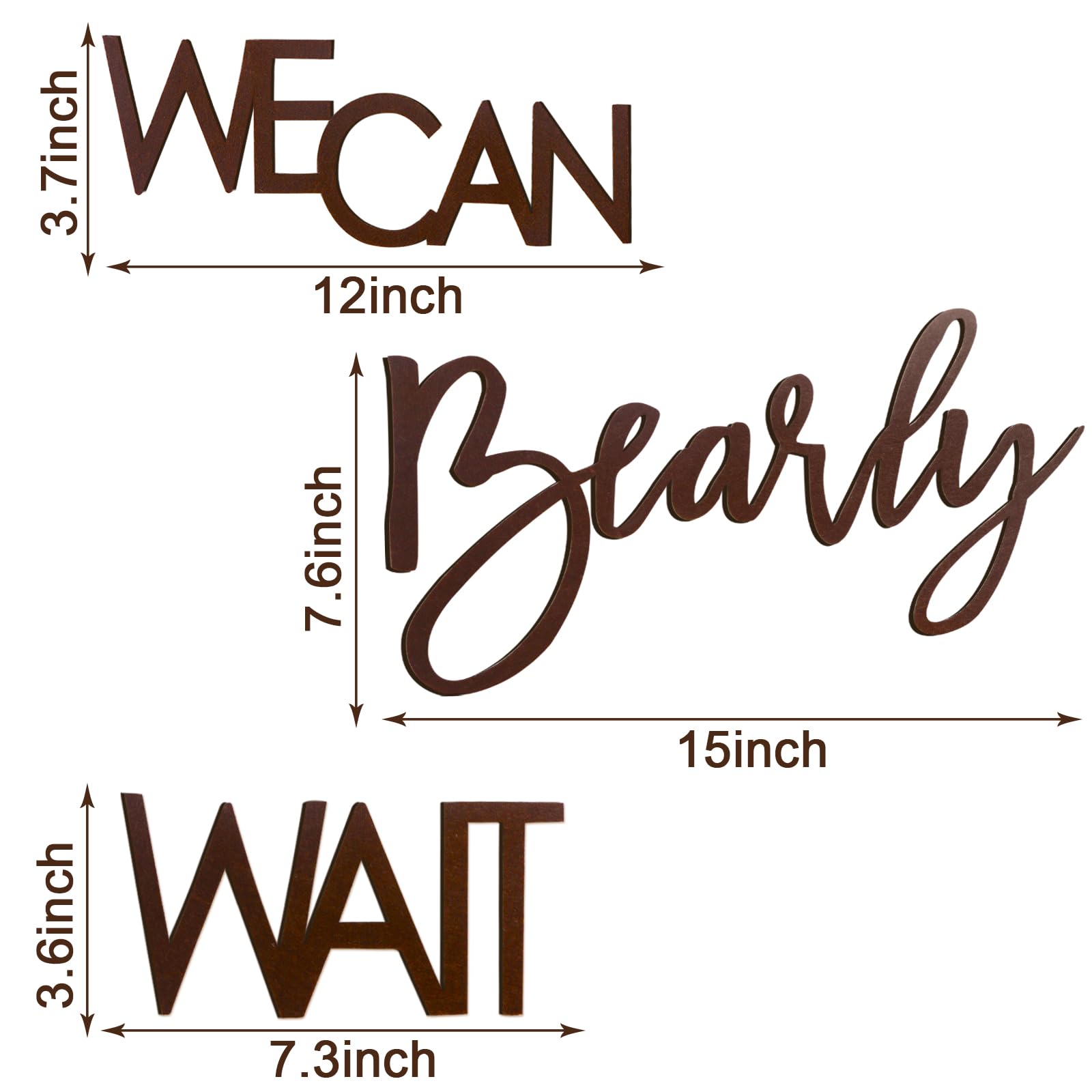 MASTRON We Can Bearly Wait Sign for Backdrop - Teddy Bear Themed Baby Party Banner Boy Girl Baby Shower Gender Reveal 1st Birthday Felt Letter Wall Decor Photography Background - Brown