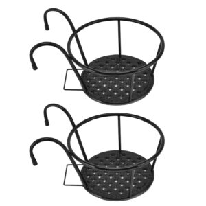 2pcs hanging basket hanging railing multipurpose iron art hanging baskets hanging railing plant holder flower pot holders for patio balcony porch