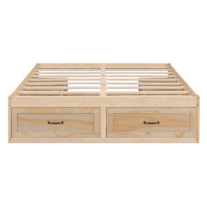 CITYLIGHT Wood Full Storage Bed Frame, Space Saving Full Size Platform Bed with 6 Drawers, Mattress Foundation with Wood Slat Support, Noise-Free, No Box Spring Needed,Antique Natural