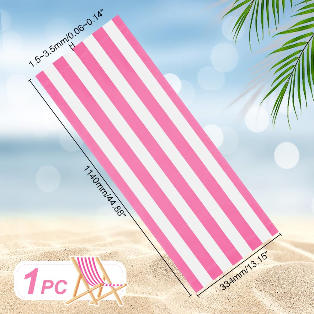 AHANDMAKER Beach Sling Chair Replacement Canvas, Hot Pink and White Stripes Lounge Chair Replacement Canvas Casual Simple Sling Chair Replacement Fabric for Beach Chair Sling Chair (44.88x17.12inch)