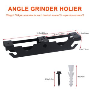 HZSSLKM Metal Angle Grinder holder With Cord Hanger,Black Wall Mount Bracket For Cutters Polishers, Garage And Workspace.16*2.8*2.7 inches