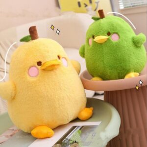 OUKEYI 8" /20cm Plush Yellow Duck Soft Stuffed Animal Toy,Cute Fruit Pear Duck Plush Pillow Duck Stuffed Animal Toy for Kids for Boys Girls Birthday Gift Party Sofa Decoration (yellow)