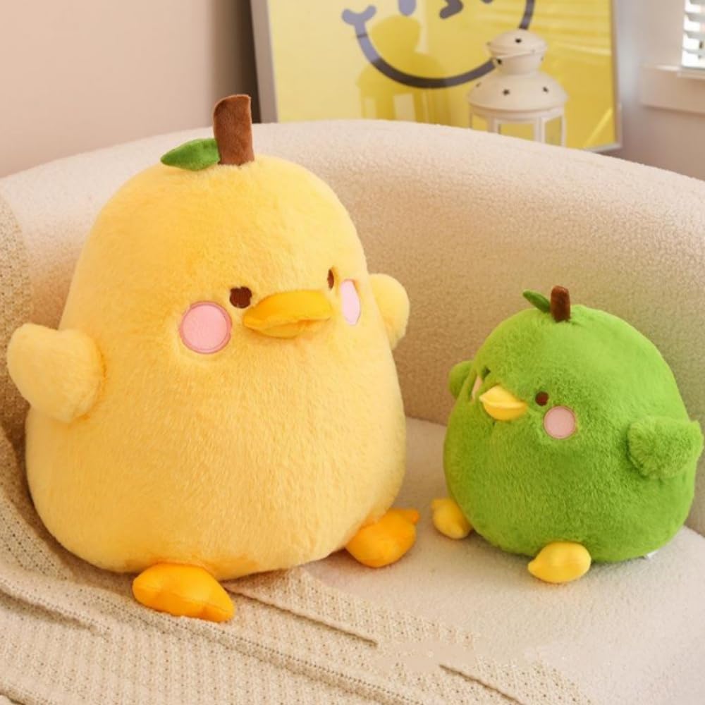 OUKEYI 8" /20cm Plush Yellow Duck Soft Stuffed Animal Toy,Cute Fruit Pear Duck Plush Pillow Duck Stuffed Animal Toy for Kids for Boys Girls Birthday Gift Party Sofa Decoration (yellow)