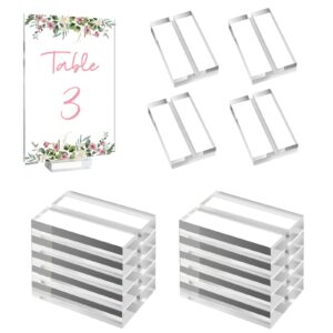 ourwarm 20 pack acrylic sign holders with slot, clear acrylic stands for display, 3*5 cm place card holders perfect for wedding, table number, exhibition, office, restaurant, business