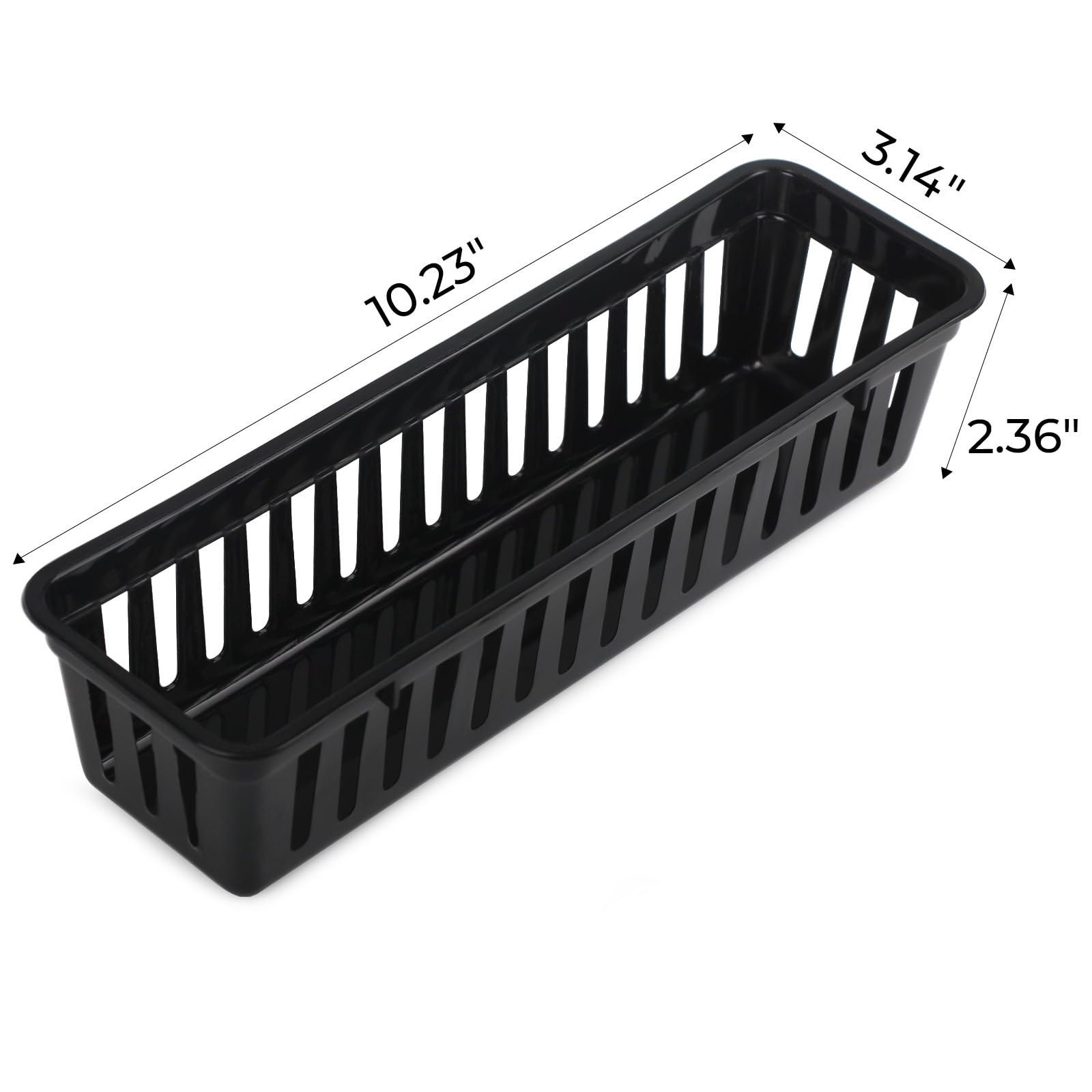 12PCS Stackable Storage Baskets, Drawer Storage Baskets and Trays, Slim Container Organizer for Desk, Vanity, Bedroom,Bathroom, Kitchen and Garage - Black