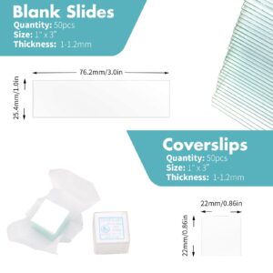 100PCS Transparent Blank Microscope Slides and 100PCS Square Cover Glass Slides (22mm x 22mm)