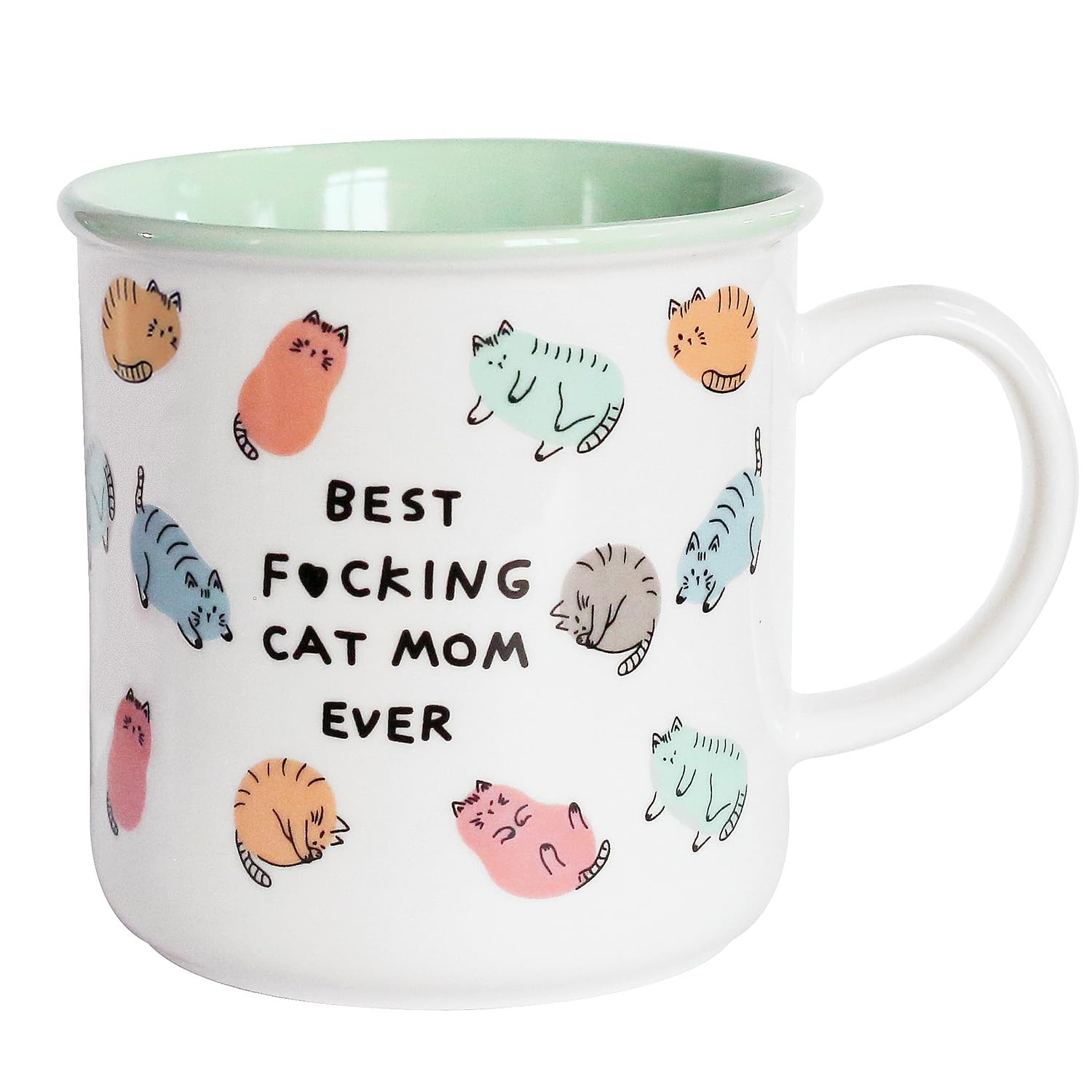 ZEMPRO Cat Mom Gifts for Women - Ceramic 16oz Cup, Crazy Cat Lady Coffee Mug Gift for Cat Lover Mom, Daughter, Sister, Aunt, Wife, Best Friends, BFF, Coworkers, Her - Best Cat Mom Ever - Rolled Rim