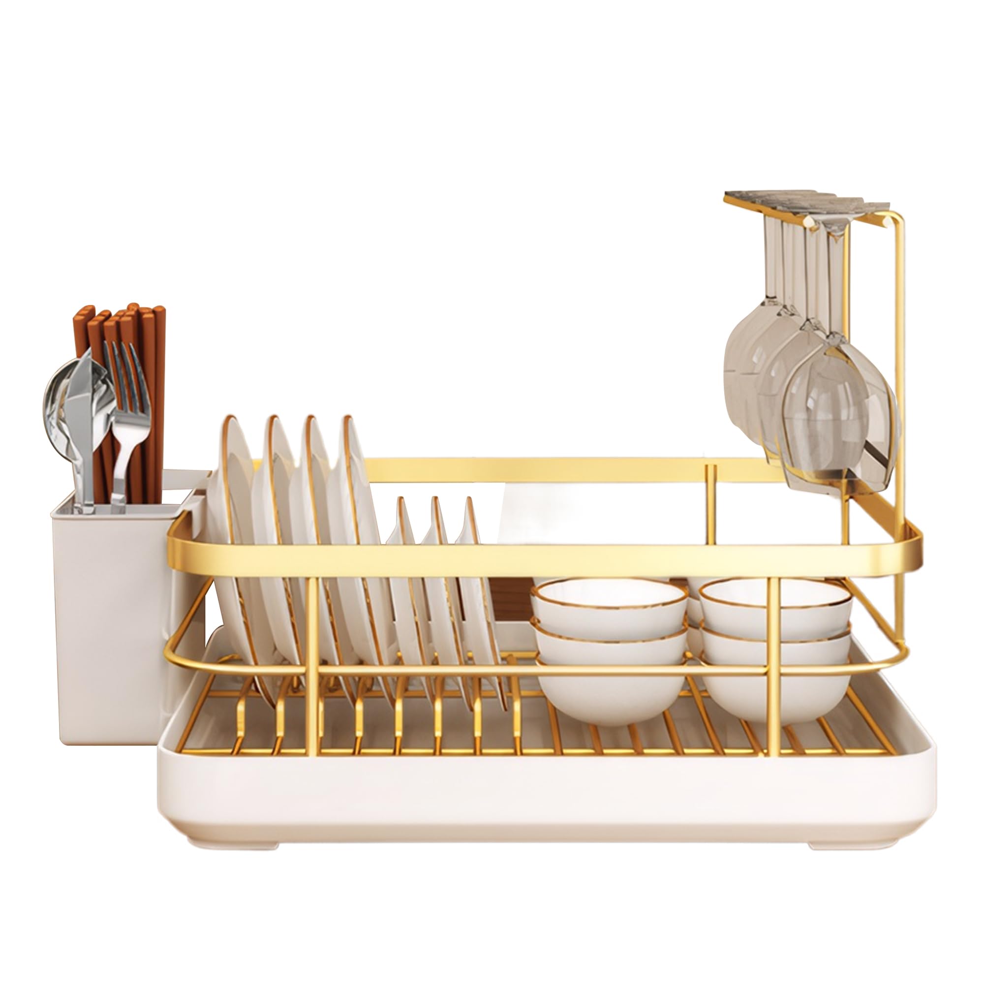 IULAVP 2024 New Dish Drying Rack：Multifunctional Kitchen Utensil Holder with a Dish Rack, a Utenslis Holder and a Wine Glass Rack, Sturdy＆Durable Dish Racks for Kitchen Counter, Kitchen Essentials