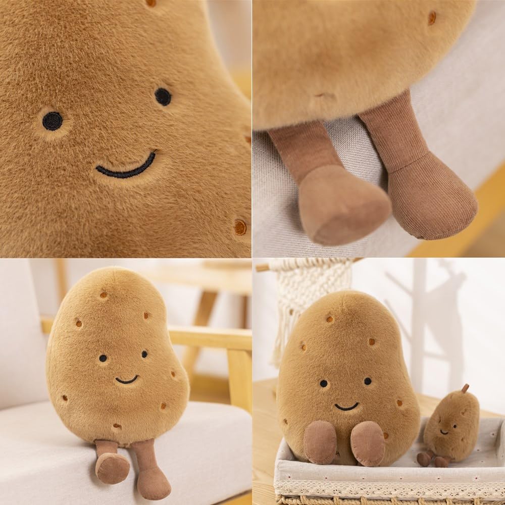 OUKEYI Bread Plush Toys, Snack pillow,Soft Little Potato Doll/Croissant Plush Toy,Cute Food Plushie Stuffed Toy Throw Pillow for Fans Gift,Birthday Christmas (Little Potato)