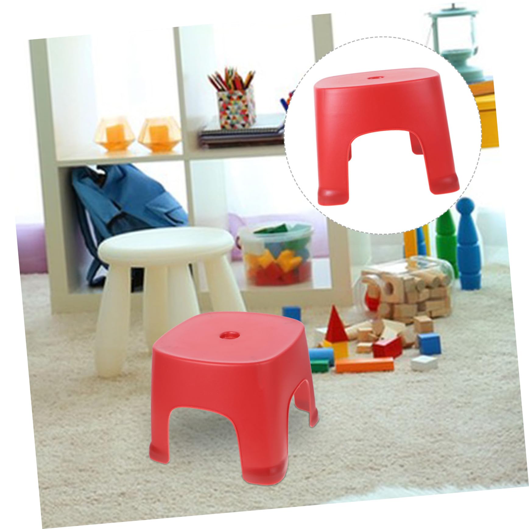 Low Stool Potty Plastic Foot Rest Stool Foot Step Stool Office Foot Stool Bathroom Stool Toilet Step Stool Bathroom Foot Stool Step Foot Stool Non-Slip Bench PVC Red Child