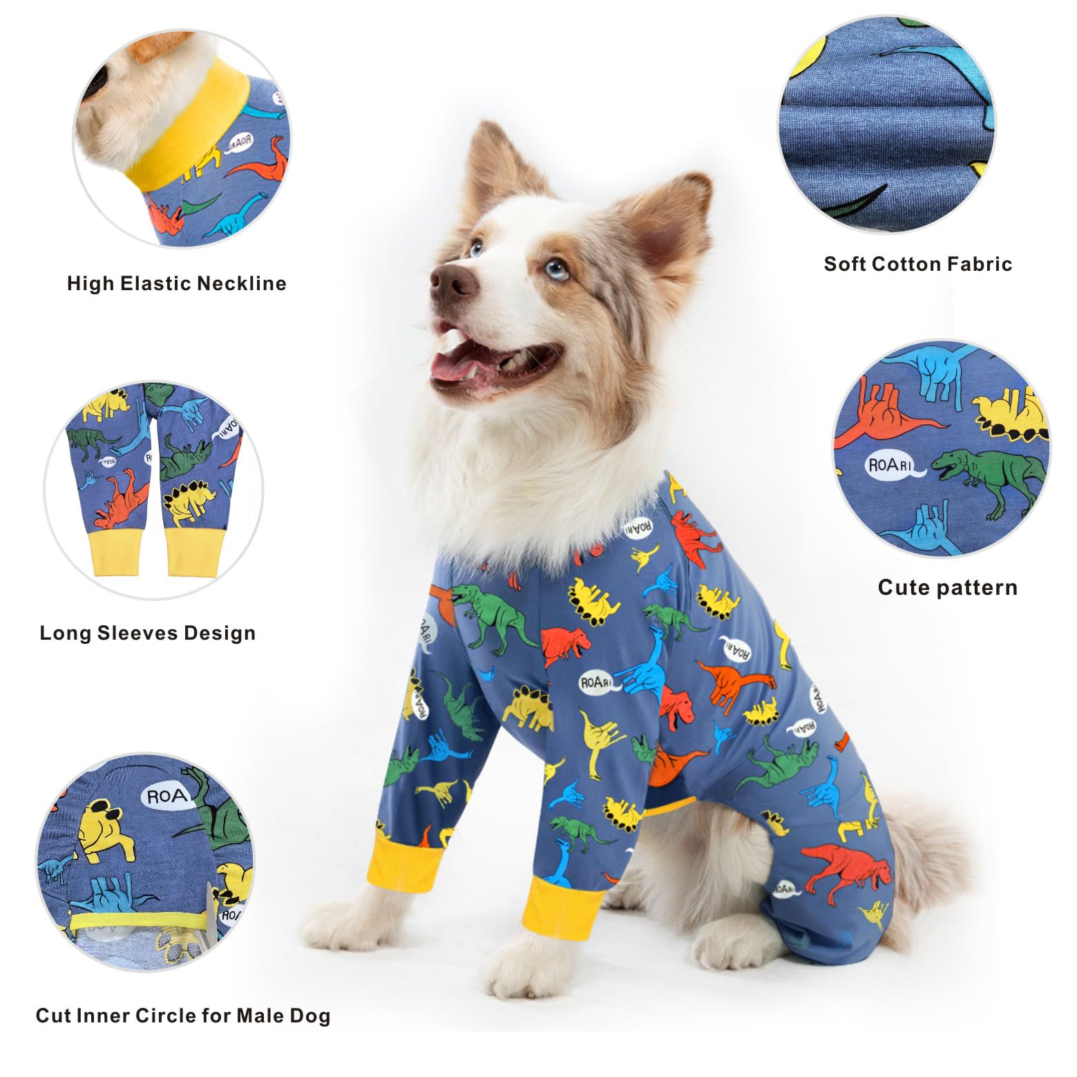 Mosucoirl Recovery Suit for Dogs After Surgery,Dog Pajamas Bodysuit Full Body Large Medium Dog Recovery Onesie Surgical Suit for Prevent Licking Cone Alternative Pet Surgical Suit Male Female