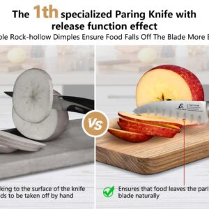 CoquusAid Paring Knife set, 2PCS small kitchen knife for fruit, 3.8 Inch Fruit knife and 2.75 inch Bird Beak peeling knife,Premium Germany Stainless Steel Ergonomic Handle,Elegant Black Ideal for Gift