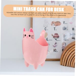 MAGICLULU Cat Shaped Trash Can Plastic Waste Basket Countertop Trash Can Mini Baskets Desk Trash Can Mini Plastic Baskets Rv Trash Can Garbage Can Kawaii Cat Trash Can Pink Cat Trash Bin