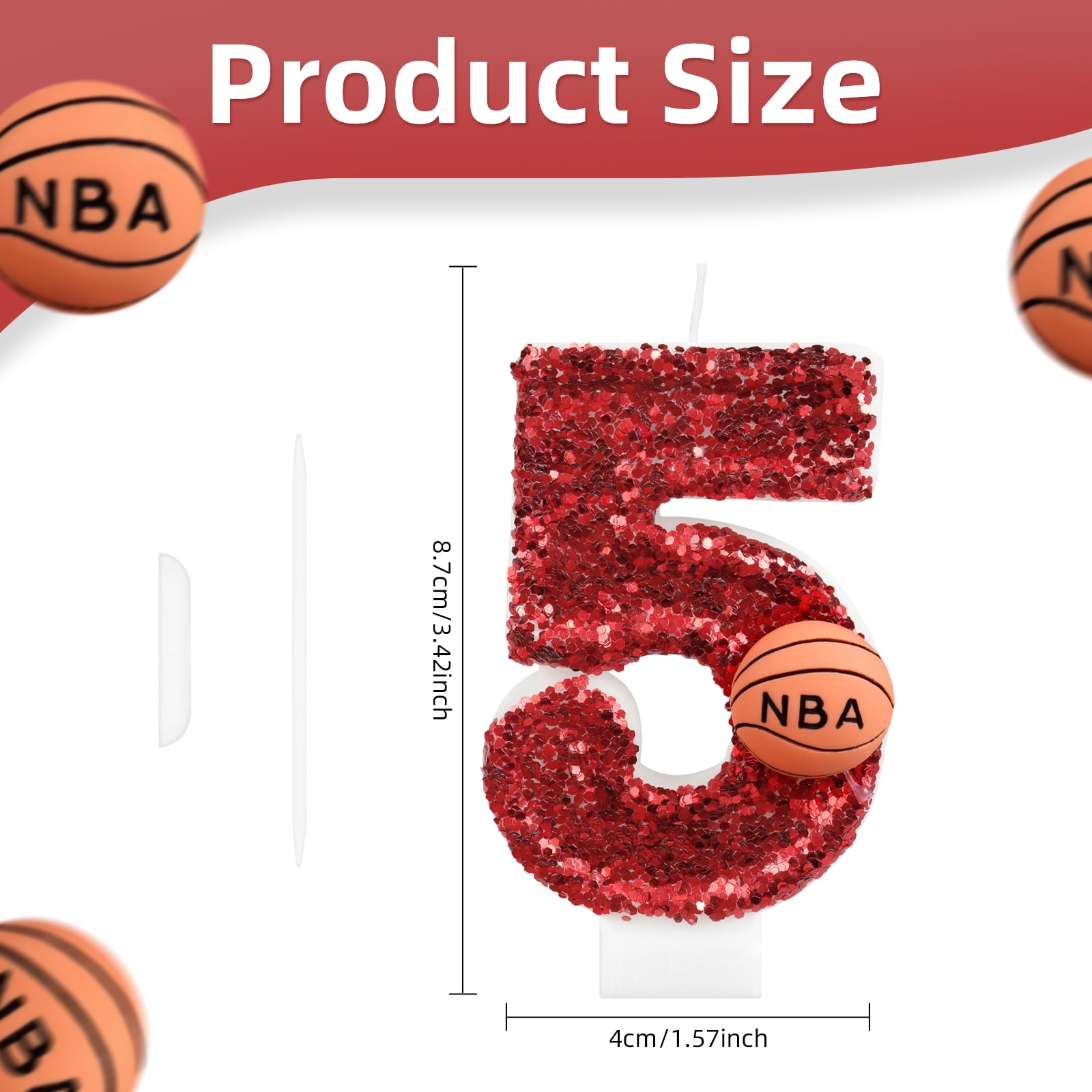 iNINGER Birthday Candle Number 10 Red NBA Birthday Cake Candle with Red Basketball Birthday Candle 10th,Birthday Party Kids Adults Numeral Anniversary Celebrations Supplies,Fun and Unique Party Decor