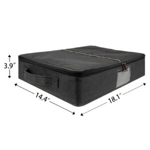 Kingshion Platter Storage Case, Hard Shell, China Storage Container for Moving,Dinnerware Storage Box w/Lid and Handles 18.1x14.4x3.9 in,5 Felt Dividers Included (Dark gray)