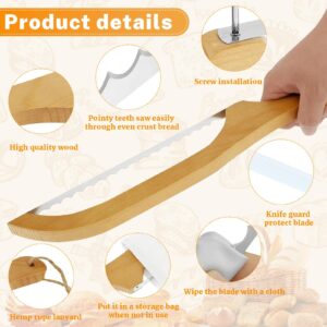 Zyuoel Wooden Bread Knife for Homemade Bread, 15.7" Bread Bowl Knife Right Handed Sourdough Bread Knife, Bread Bow Knife Bread Saw Kitchen Gift