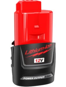 bull-tech 12v 48-11-2425 2.5 ah for milwaukee m12 battery,compatible with all power 12v milwaukee power+ tools