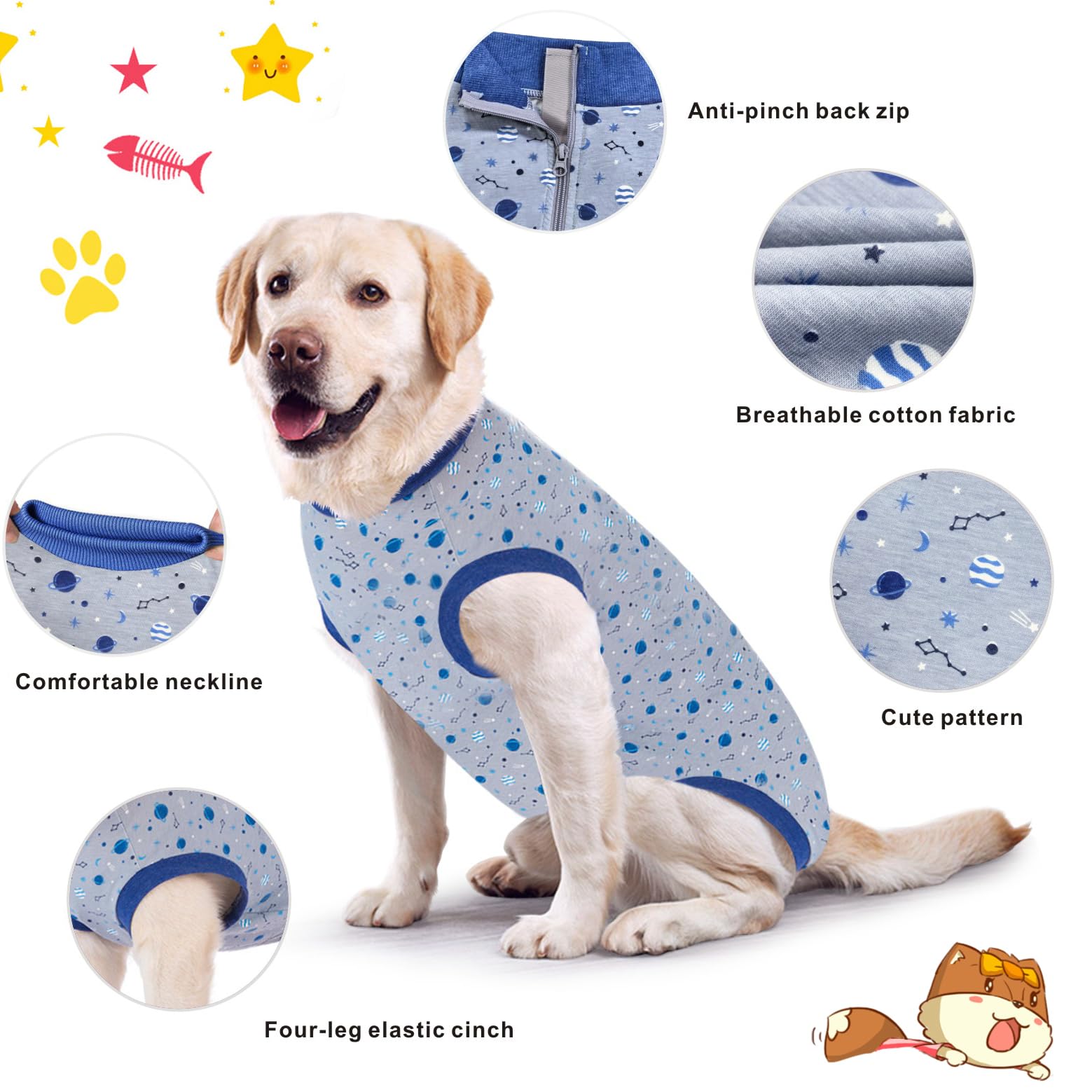 Mosucoirl Dog Recovery Suit,Dog Suit Soft Dog Onesie Breathable Dog Surgery Recovery Bodysuit Medical Pet Shirt for Abdominal Wounds for Dogs Cats Female Male Small Medium Large