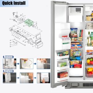 GRGTHDS W10850492 Refrigerator Ice Bucket,Compatible with Whirlpool Kenmore Maytag Amana,Ice Maker Replacement Parts W10670844 Ice Container Bin WRS321SDHB00 WRS322FDAM04 WRS321SDHZ05 WRS311SDHB00