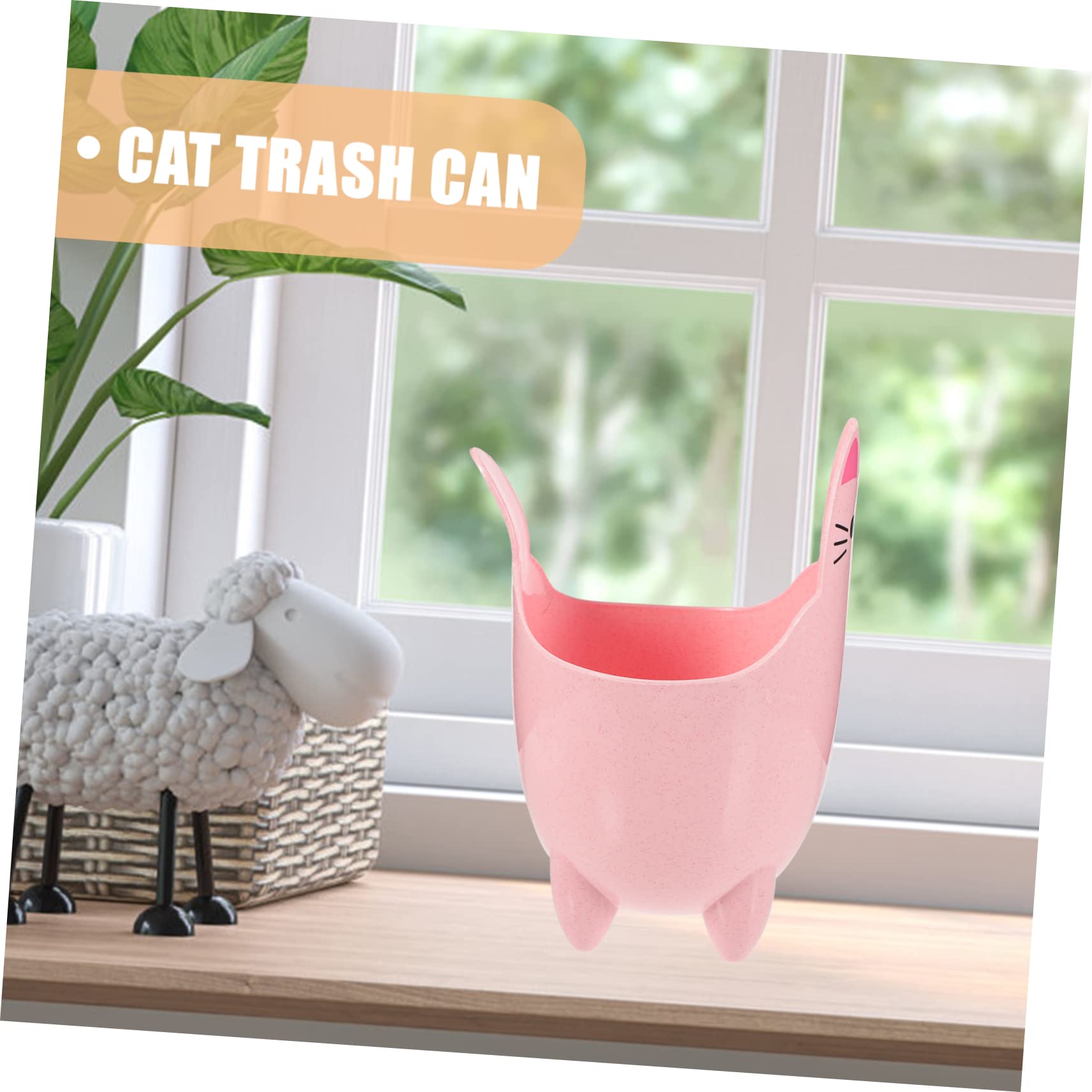 MAGICLULU Cat Shaped Trash Can Plastic Waste Basket Countertop Trash Can Mini Baskets Desk Trash Can Mini Plastic Baskets Rv Trash Can Garbage Can Kawaii Cat Trash Can Pink Cat Trash Bin