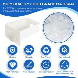 🅽🅴🆆 𝐔𝐩𝐠𝐫𝐚𝐝𝐞𝐝 W10850492 Refrigerator Ice Bucket Compatible with Whirlpool Amana Kenmore Maytag Refrigerators, W10670844 Ice Bucket, Ice Container Bin W10138193, WRS321SDHB00, PS11731153 Etc