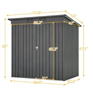 CHUNLY 6 x 4 ft Outdoor Storage Shed with 2 Double Hinged Door & Floor Base, All Weather Tool Shed Outdoor Storage Lockable Garden Shed Storage Room for Garden Patio Backyard Lawn Black