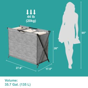 Laundry Sorter 3 Section Foldable Laundry Basket Laundry Hamper with 3 Dividers Clothes Toys Towels Organizer for Bathroom, Living Room