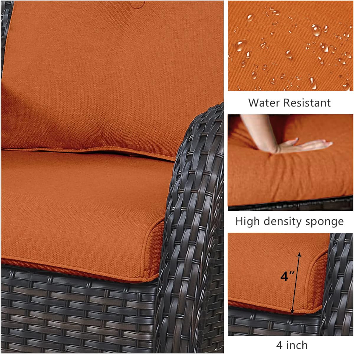 HUMMUH All-Weather Deep Seating Chair Cushions 22 x 24,Replacement Seat Cushions for Patio Chairs and Outdoor Couch