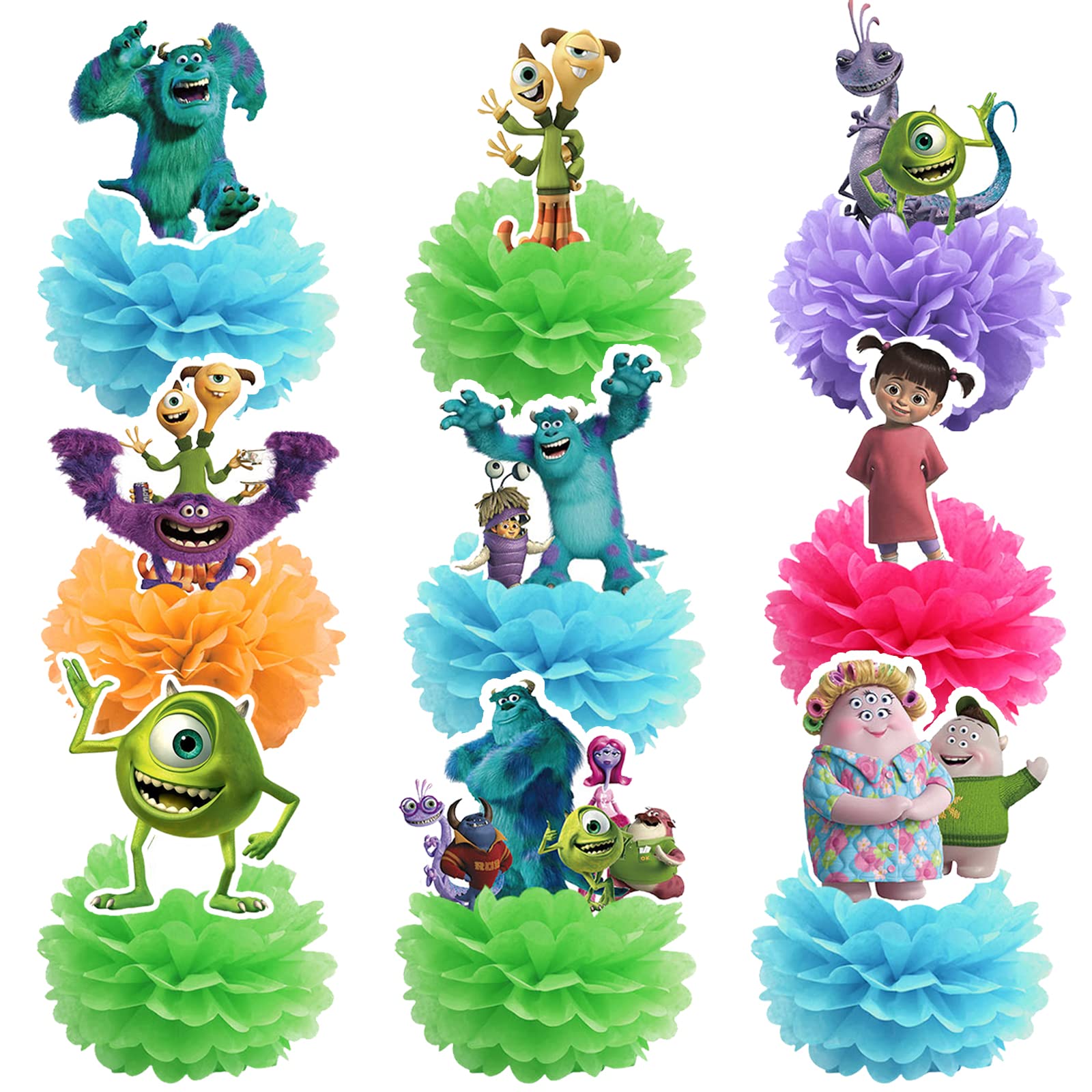 Monster Centerpieces Table Decorations, Monster Birthday Party Supplies, Monster Paper Flowers for Birthday Party Decorations