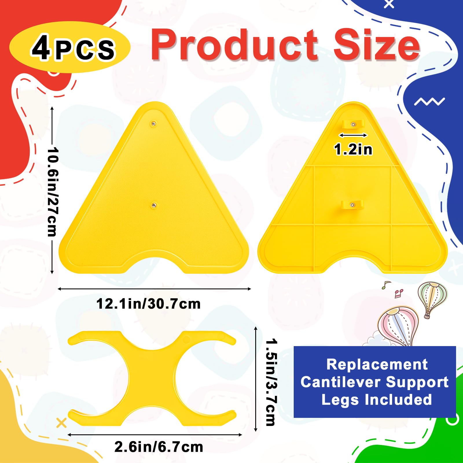 Threehoney 4 Pcs Replacement Cantilever Support Legs with 8 Pcs Claw Clamps Plastic Support Feet for Room Dividers Classroom Day Care Preschool, Yellow