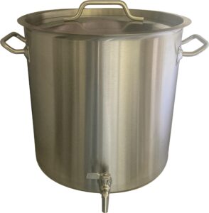 kir equipment 8.75 gallons stainless steel brewing stock pot with spigot spout + lid cover: heavy-duty 35 qt kettle with faucet drain valve tap to pour