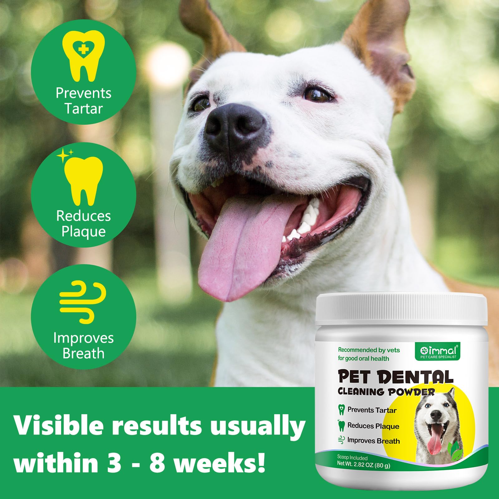 Teeth Cleaning Powder for Dog, 30G Dog Dental Powder, Support Teeth Cleaning Dental Powder for Dogs and Cats, Breath Freshener & Teeth Stain Remover, Plaque, Tartar Remover for All Size Dogs Cats