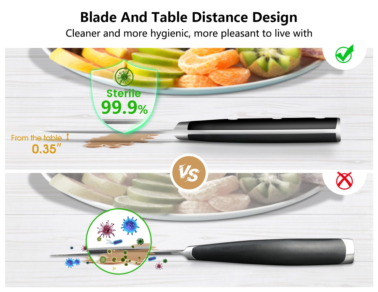 CoquusAid Paring Knife set, 2PCS small kitchen knife for fruit, 3.8 Inch Fruit knife and 2.75 inch Bird Beak peeling knife,Premium Germany Stainless Steel Ergonomic Handle,Elegant Black Ideal for Gift