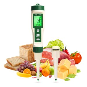 rainleoti digital ph meter for food,food ph tester 2 probe 0.01 resolution high accuracy digital ph meter with backlit lcd display & atc for meter,sourdough,fruit,cheese,bread,soft soil water&solution