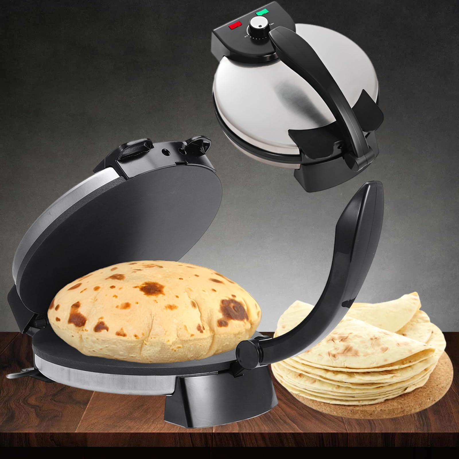 Generic Electric Tortilla Press,Multipurpose Chapati Maker Electric Automatic,Tortilladora Press Rotis Press,Taco Maker, black