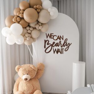 MASTRON We Can Bearly Wait Sign for Backdrop - Teddy Bear Themed Baby Party Banner Boy Girl Baby Shower Gender Reveal 1st Birthday Felt Letter Wall Decor Photography Background - Brown