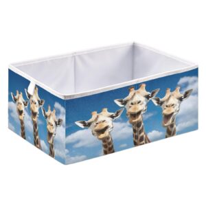 Kigai Funny Giraffes Cube Storage Bins - 11x11x11 in Large Foldable Cubes Organizer Storage Basket for Home Office, Nursery, Shelf, Closet