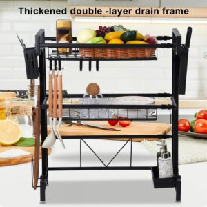 Dish Drying Rack,Over The Sink Dish Drying Rack,2 Tier Large Capacity Dish Rack, Sink Organize Stand, Kitchen Counter Storage Shelf Kitchen Organizers and Storage Rack for Bowls Dishes Utensils Dual