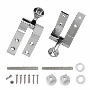 meaferks universal toilet seat hinges, chrome-plated metal hinges, toilet seat bolts screws nuts, solid and sturdy toilet seat fittings, easy installation, 1 set (mfh02)