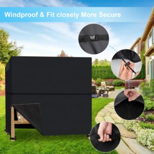 Garden Swing Cover,Patio Swing Cover for Triple Seater ,600D Oxford Waterproof UV Swing Seater Protector Cover with Zippers and Buckles，All Weather Protection,Black (Black,254*150*183cm)