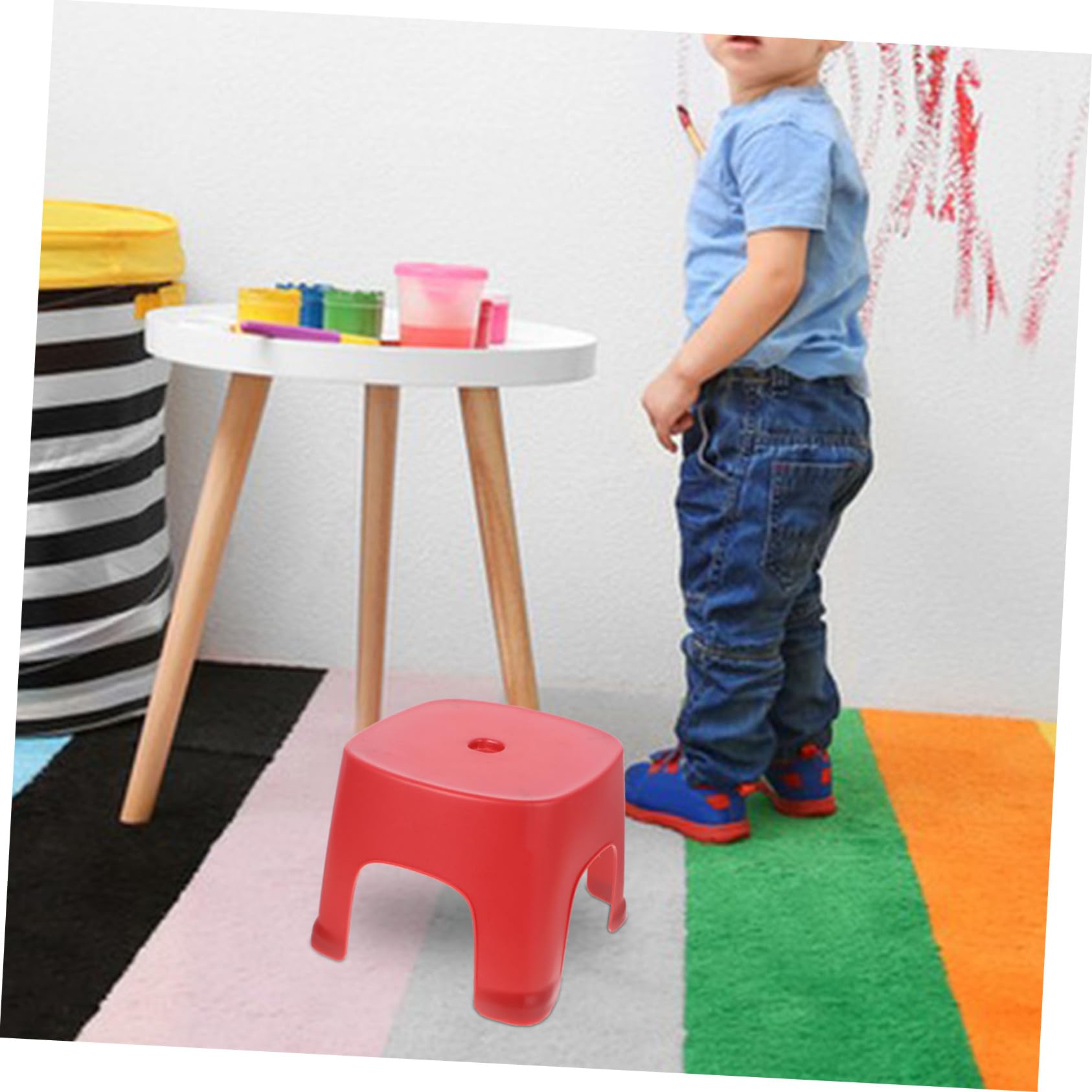 Low Stool Potty Plastic Foot Rest Stool Foot Step Stool Office Foot Stool Bathroom Stool Toilet Step Stool Bathroom Foot Stool Step Foot Stool Non-Slip Bench PVC Red Child