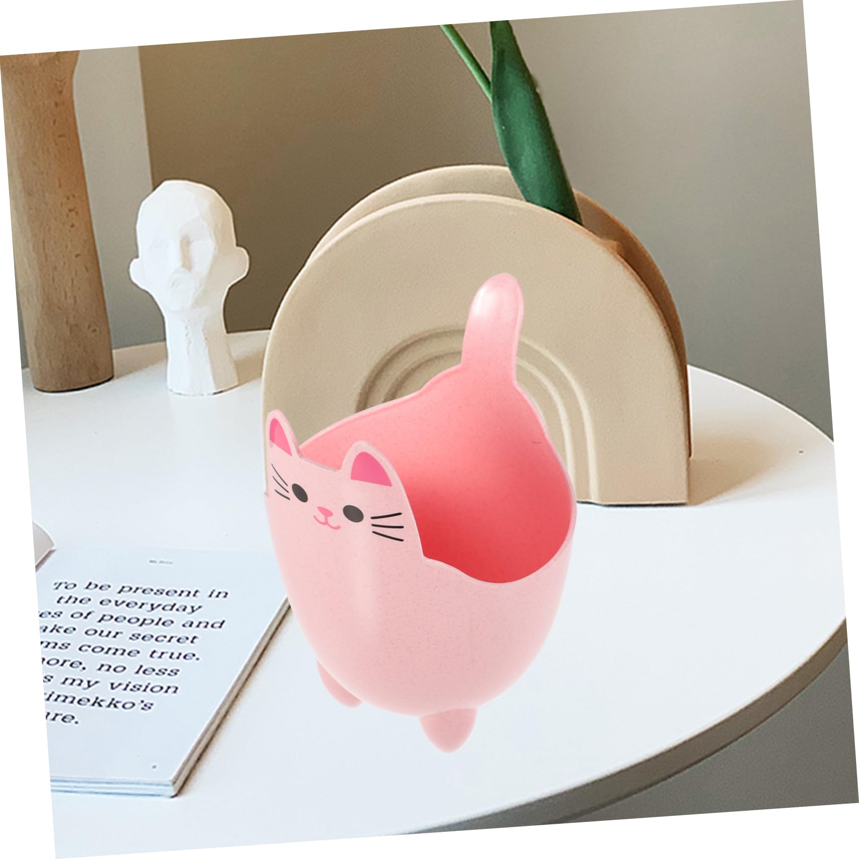 MAGICLULU Cat Shaped Trash Can Plastic Waste Basket Countertop Trash Can Mini Baskets Desk Trash Can Mini Plastic Baskets Rv Trash Can Garbage Can Kawaii Cat Trash Can Pink Cat Trash Bin